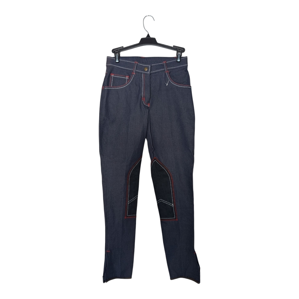 Stylish Dark Blue Riding Pants Breeches with Red Stitching